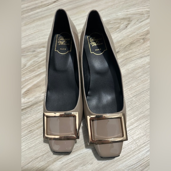Roger Vivier Shoes - Roger Vivier Patent Leather Buckle Pumps Taupe EU 39 US 8.5